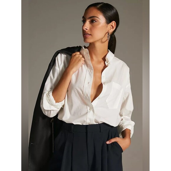 Pilcro Tops - Pilcro Natural White Oversized Cotton Shirt Sz XL Closet Staple Minimalist Chic